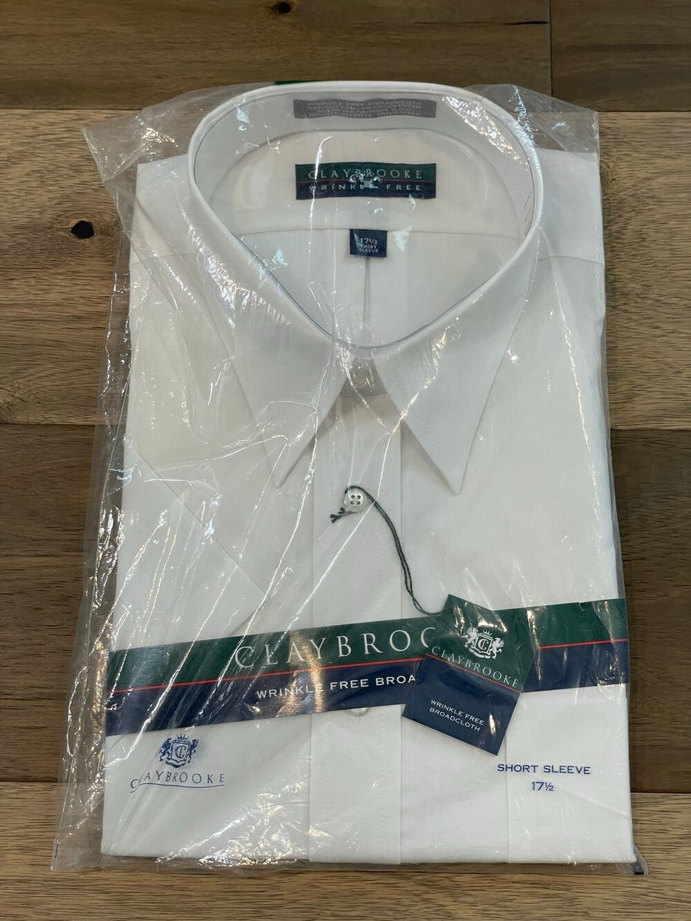 Claybrooke Short Sleeve Dress Shirt Size 17.5 White Regular Fit NWT